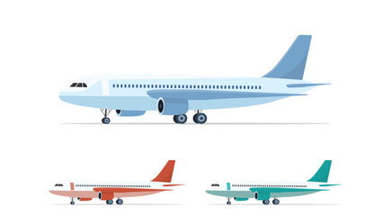 Commercial passenger airplane set in side view isolated on white background