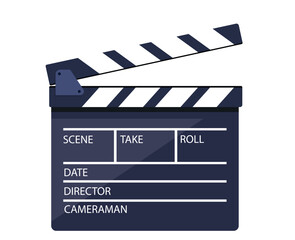 Obraz premium Movie clapperboard icon for film production isolated on white background