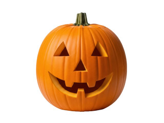 Isolated Halloween jack-o'-lantern, a festive spooky carved pumpkin face for trick-or-treat