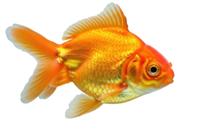Isolated goldfish swimming in aquarium, pet aquatic animal with bright orange scales