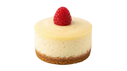 Isolated Mini Raspberry Cheesecake a Delicious Decadent Treat for Dessert, Pastry, or Bakery