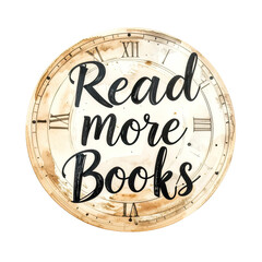 Vintage clock face with "Read more Books" script