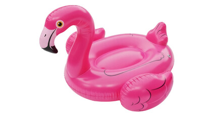 Isolated pink inflatable flamingo pool float on a neutral background, vibrant summer vibe