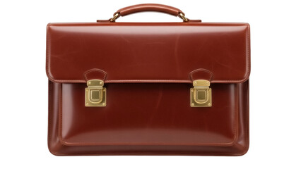 Isolated executive brown leather briefcase, business equipment for career or job interview