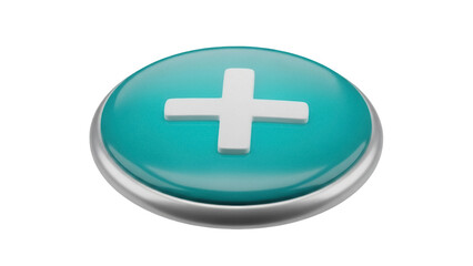 Obraz premium Isolated aqua oval button with addition symbol, medical and healthy lifestyle concept