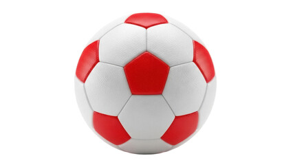 Isolated red-and-white soccer ball with textured surface ready for game, football match © Elena