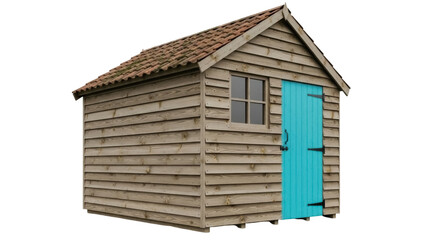Isolated Small Wooden Shed with Door and Window for Storage or Potting in a Garden Area