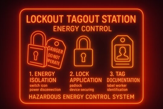Lockout Tagout Station Infographic for Hazardous Energy Control and Safety