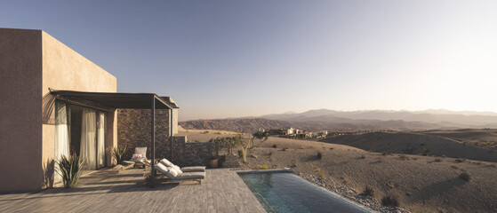 Luxury desert villa with private pool and mountain view
