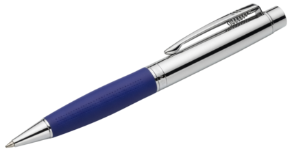 Isolated blue pen, ballpoint writing instrument for business or school supply stationery kit