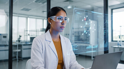 Portrait Chemical Research Analyst Molecular Interface