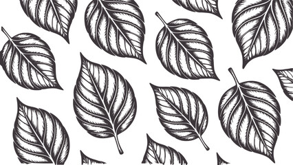 Black and white detailed leaf venation pattern seamless