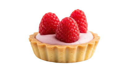 Isolated Raspberry Tartlet Dessert with Creamy Filling, Gourmet Treat for Pastry Shop Menu