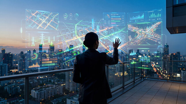 Woman Smart City Strategist Overseeing Real Time Urban Systems