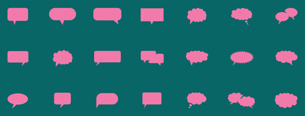 Big set of bubble speech shapes. Flat white vector illustration isolated on blue background.Big set of bubble speech shapes. Flat white vector illustration isolated on blue background.