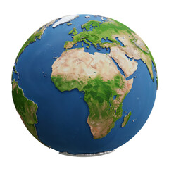 Fototapeta premium Detailed 3d globe of earth with africa prominently displayed against a deep space backdrop transparent background