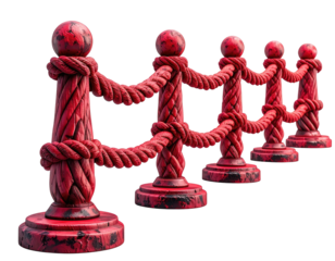 Red velvet rope barrier on black background, formal and elegant