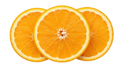 Isolated Slices of Orange Fruit Arrangement Full View Close-Up Dietary Health Food Refreshment