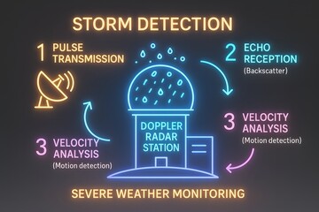 Neon Storm Detection Radar Infographic for Selective Weather Monitoring and Analysis