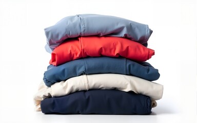 Pile of different used clothes isolated on white. High quality