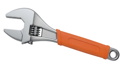 Isolated Adjustable Wrench with Orange Handle for Gripping and Tightening, Tool for Repair