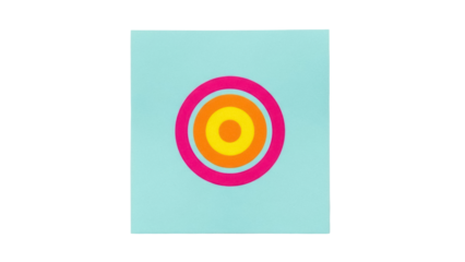 Isolated center target design, bullseye pattern with colorful rings on blue square shape