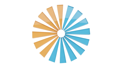 Isolated Sunburst Pattern with Alternating Blue and Orange Rays, Design Element, Abstract Shape