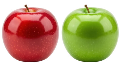 Isolated red and green apples close together for healthy eating or produce display art