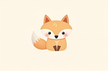 Obraz premium Cute Fox Character Illustration on Light Background