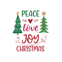 Peace Love Joy Christmas Tree Typography Design