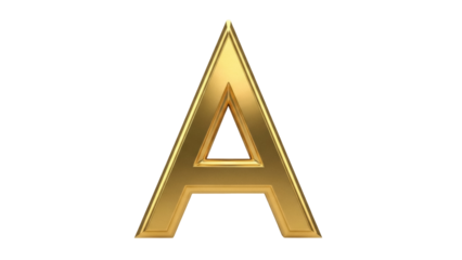 Isolated gold letter A renders of alphabet 3d front capital graphic font typography