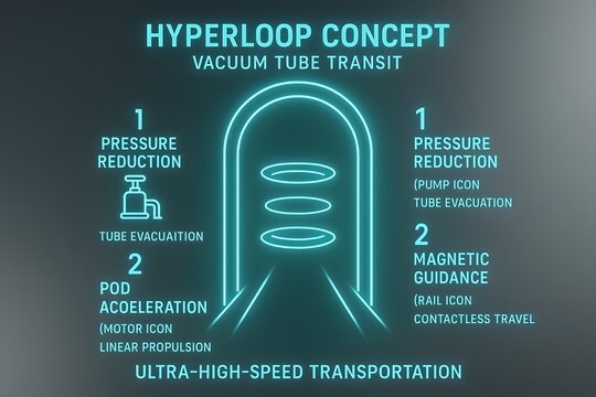 Futuristic Hyperloop Transit Concept and High-Speed Vacuum Tube Vision for Transport