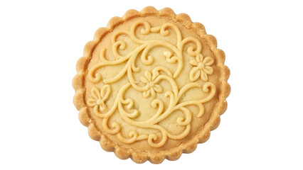 Isolated delicious cookie with delicate pattern for holiday dessert or bakery product