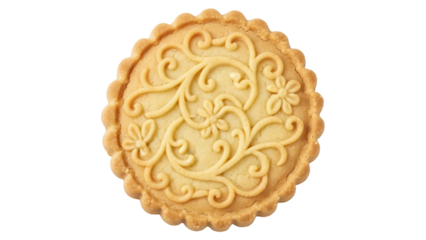 Isolated delicious cookie with delicate pattern for holiday dessert or bakery product