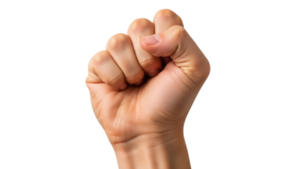 Isolated clenched fist, human hand making a power gesture, strong determination for success