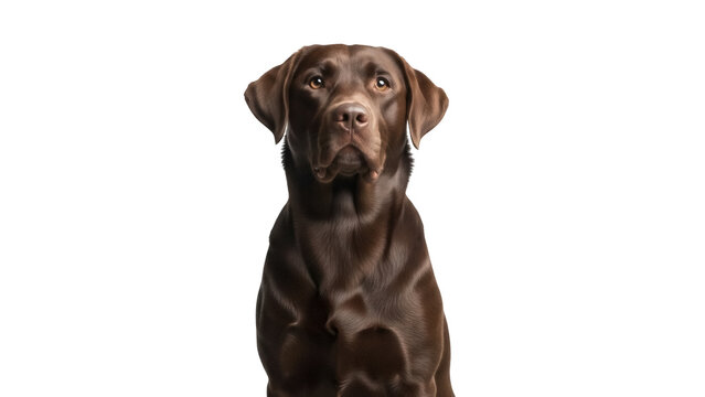 Isolated chocolate Labrador Retriever portrait studio shot beautiful purebred pet dog