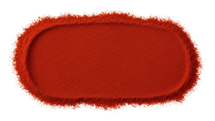Isolated, rich red paprika powder in a rough capsule shape for culinary usage and flavoring