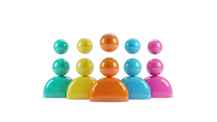 Colorful 3D People Icons Representing Teamwork and Community