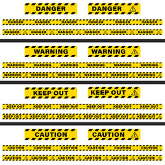 危険を知らせるバリケードテープのイラスト素材セット