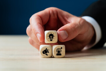 Creative marketing concept. Innovative approach to advertising and promotion, creating unique campaign for personalized marketing by leveraging digital channels and utilizing data driven insights.