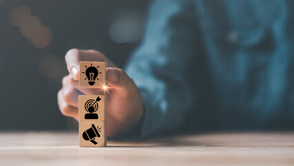 Creative marketing concept. Innovative approach to advertising and promotion, creating unique campaign for personalized marketing by leveraging digital channels and utilizing data driven insights.