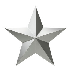 Obraz premium Shiny metallic silver five-pointed star symbol reflecting light abstract geometric shape transparent background