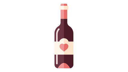 Minimalist Illustration of a Wine Bottle with Heart Label Symbolizing Love and Romance