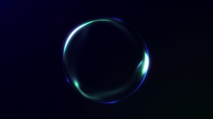 Minimal abstract sphere with smooth blue and green gradient glow floating in dark space. Clean futuristic energy orb animation with calm motion. Seamless 4K 60fps loop.