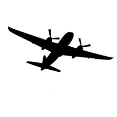Top View Airplane Silhouette in Black Vector Style