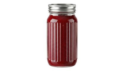 Isolated jar of delicious homemade strawberry jam, fruit preserve, dessert, breakfast spread