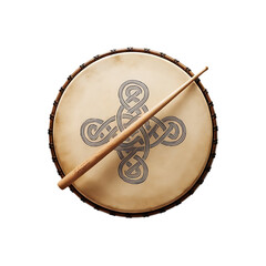 Fototapeta premium celtic frame drum with knot design and wooden stick