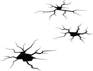 Black crack illustration, jagged fissure artwork, surface damage sketch, broken texture design, destruction effect graphic, abstract fracture element, impact lines