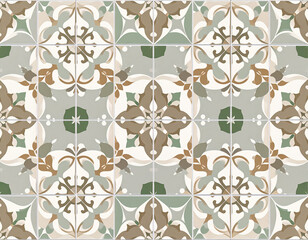 Texture for album cover. Ceramic tiles with geometric patterns. Material for interior in natural color. Texture of building materials. Design mockup and background.