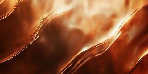 Abstract copper colored fabric with smooth flowing curves and highlights creating a dynamic texture